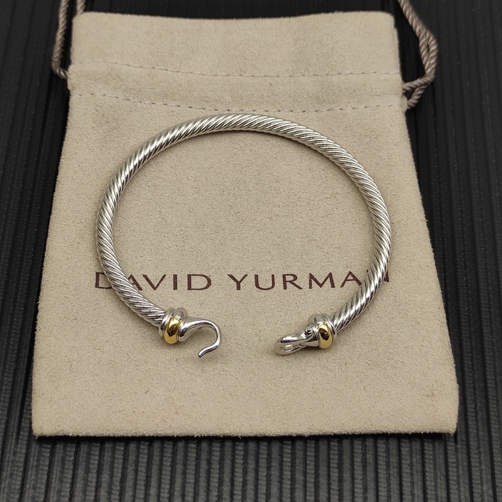 David Yurman Two Tone Cable Hook Cuff Bracelet
